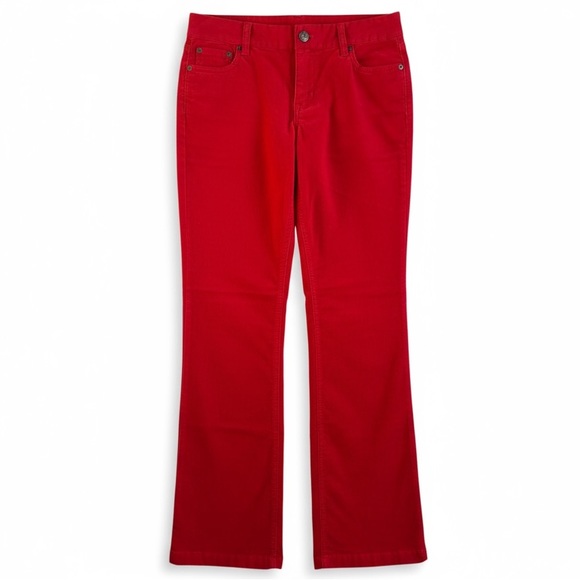 New J. Crew Favorite Fit Red Corduroy Pants Bootcut Cotton Spandex Size 4R - Picture 1 of 7